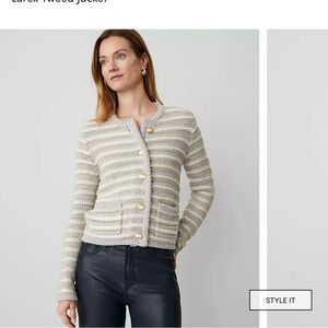 Ann Taylor NEW Lurex Tweed sweater Jacket size XXL